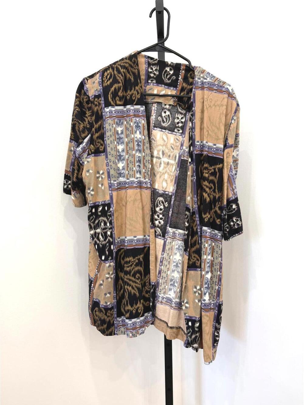 Vintage Handmade Patchwork Pattern Open Front Cardigan M/L